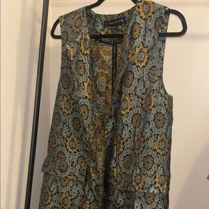 Zara Woman Black and Gold Floral Vest